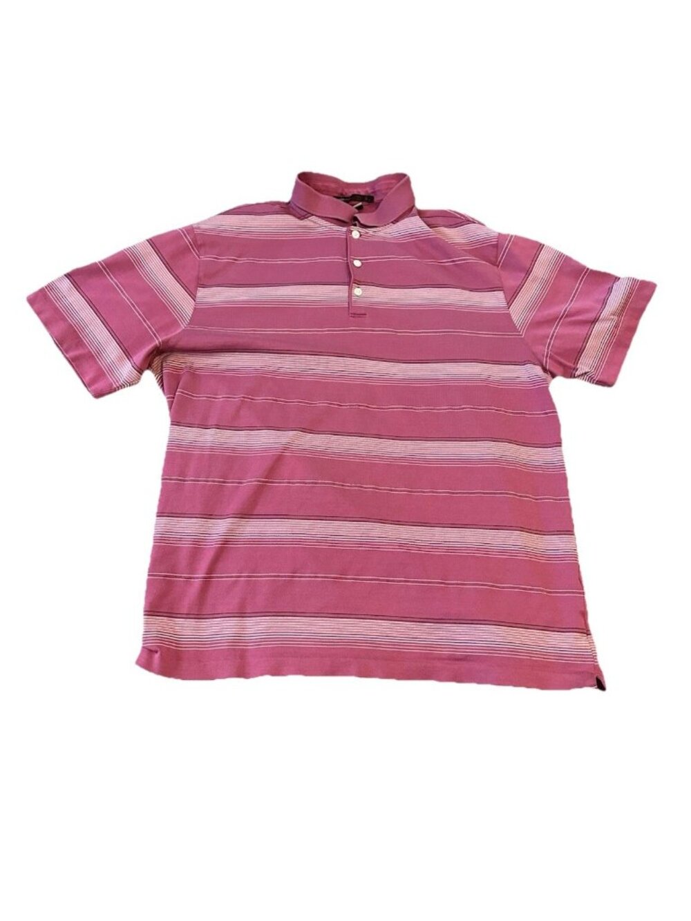Nike Tiger Woods Collection Dri Fit Mens Golf Polo L Pink Striped‎ Performance